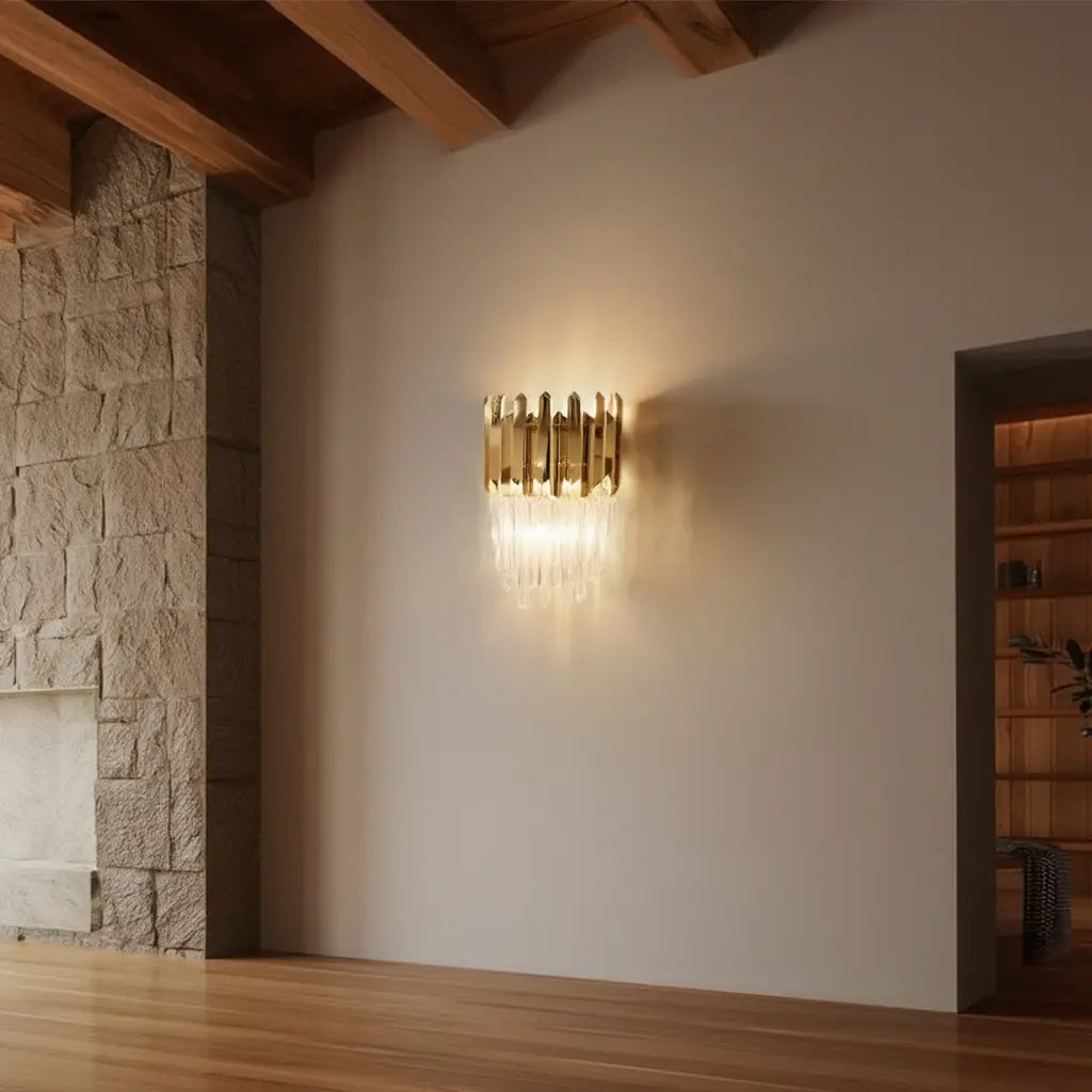 Applique Murale Design en Cristal avec Lumière Chaude ? Élégance Nordique pour Salon et Chambre 4