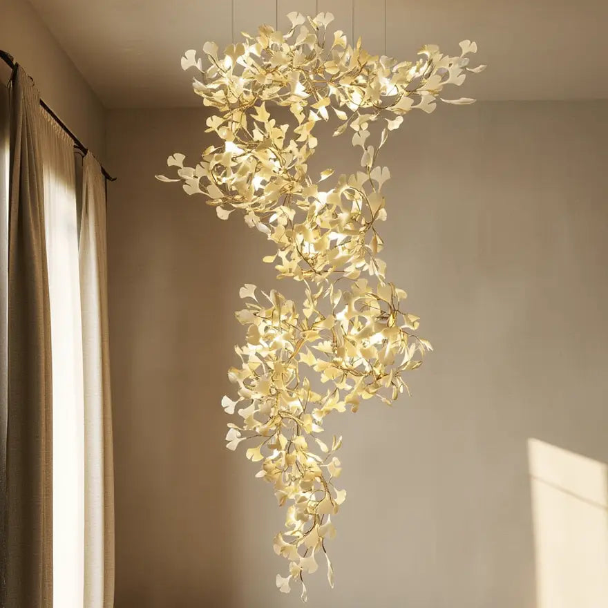 Suspension Florale Élégante en Métal Doré avec Lumière Chaude ? Ambiance Luxueuse pour Intérieur 3