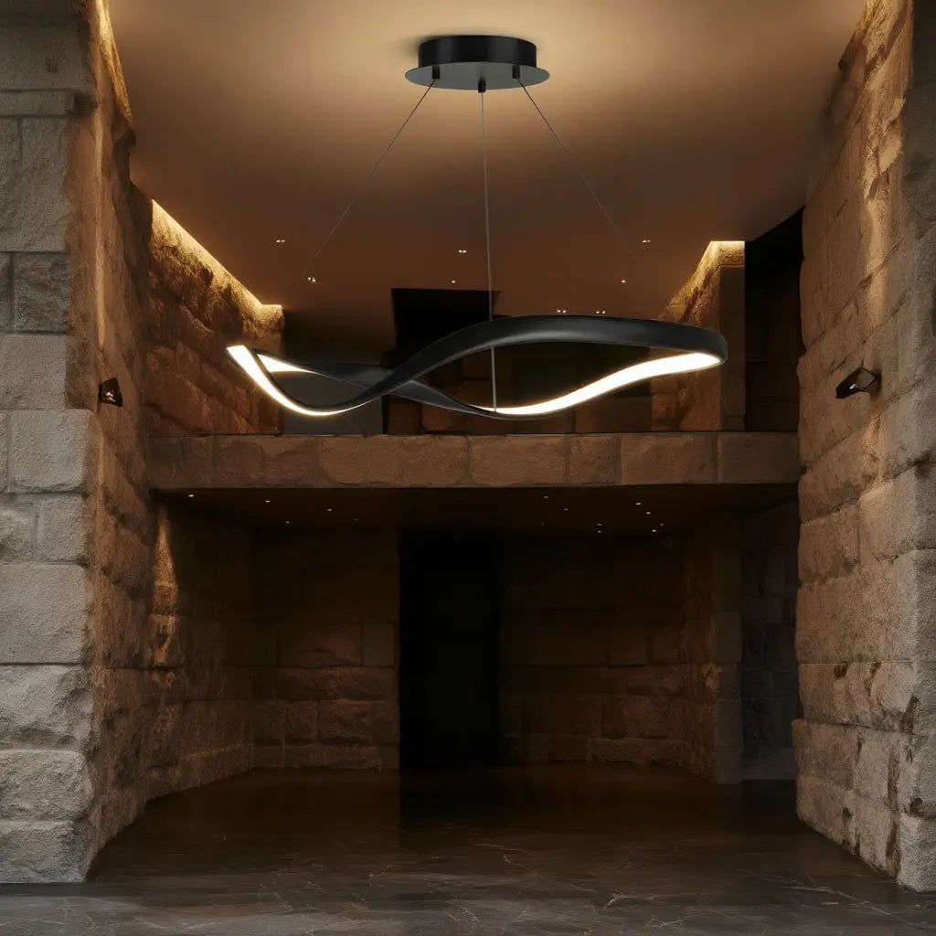 Suspension Moderne | Éclairage LED en Métal et Verre avec Design Contemporain ? Ambiance Chaleureuse pour Escaliers 4