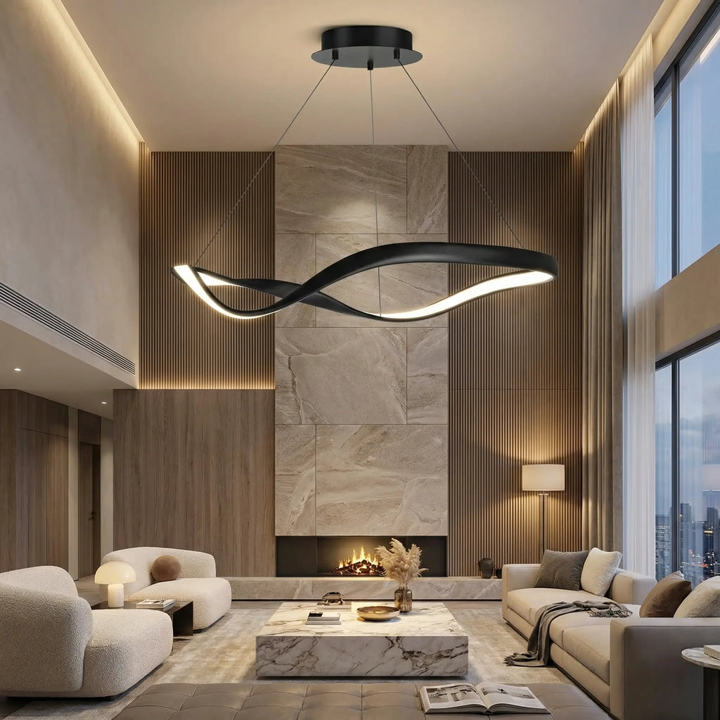 Suspension Moderne | Éclairage LED en Métal et Verre avec Design Contemporain ? Ambiance Chaleureuse pour Escaliers 6