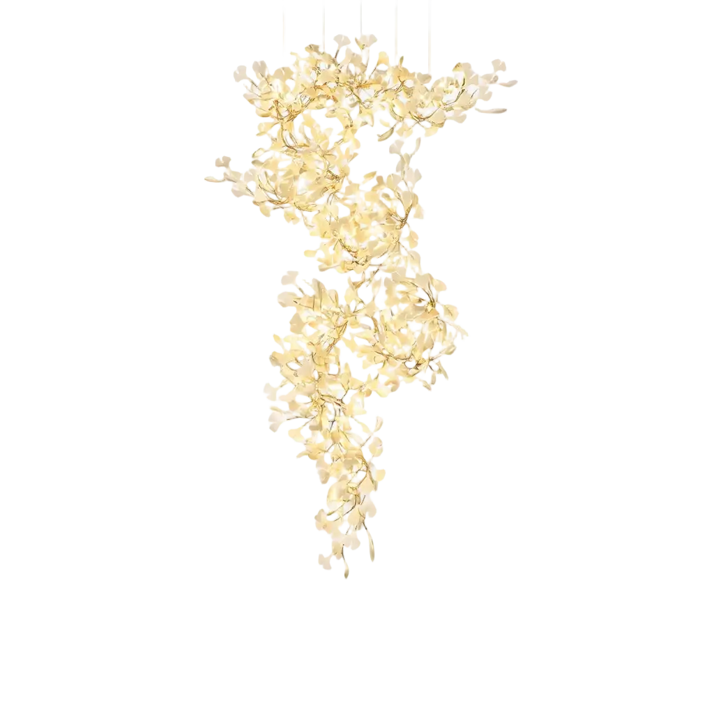Suspension Florale Élégante en Métal Doré avec Lumière Chaude ? Ambiance Luxueuse pour Intérieur 1